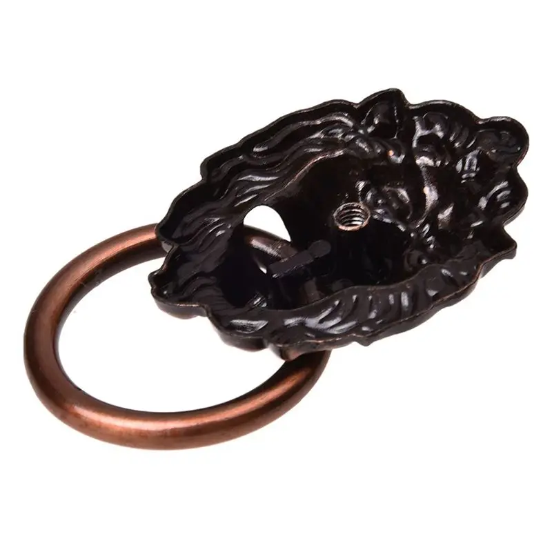 ABUL-3X Antique Style Copper Tone Metal Lion Head Shaped Drawer Pull Handle 2.5 Inch