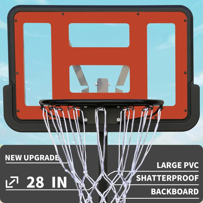 Use for Outdoor Height Adjustable 4.8 to 7.7ft Basketball Hoop 28 Inch Backboard Portable Basketball Goal System with Stable Bas