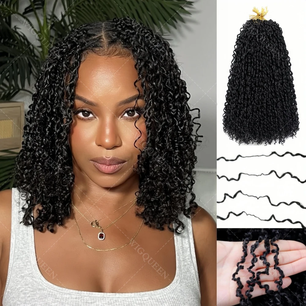 

12A Pre-Looped Yanky Twist Crochet Bulk Human Hair with Curly Ends Reusable Feather Boho Senegalese Twist Crochet Hair Extension