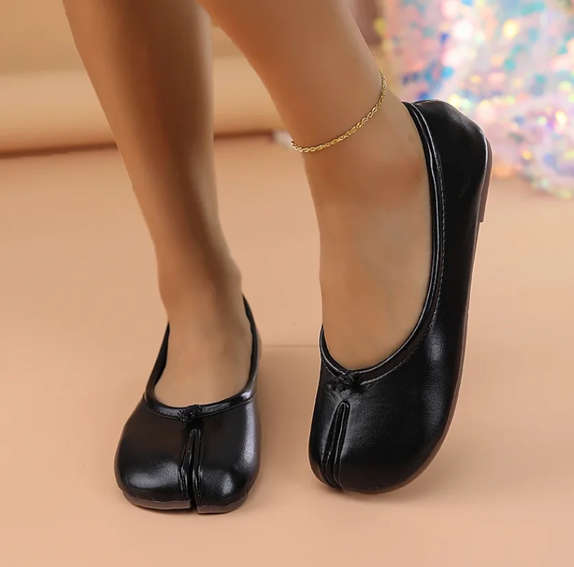Tabi Ninja Shoes Woman Microfiber Leather Comfy Flats Split Toe Slippers Soft Bottom Loafers Brief Ladies Trotter Moccasins 2025