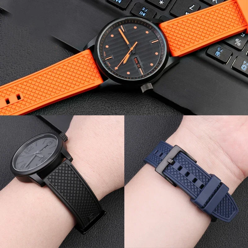 Ремешок из фторокаучука 18 мм, 20 мм, 22 мм, быстросъемный ремешок из FKM, спортивный водонепроницаемый мужской и женский сменный ремешок для часов, аксессуары