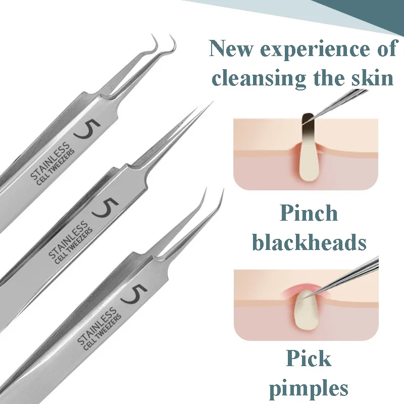 الملقط الألمانية فائقة الدقة خلية البثور البثرة كليب الملقط صالون تجميل خاص كشط إغلاق قطعة أثرية حب الشباب إبرة أداة