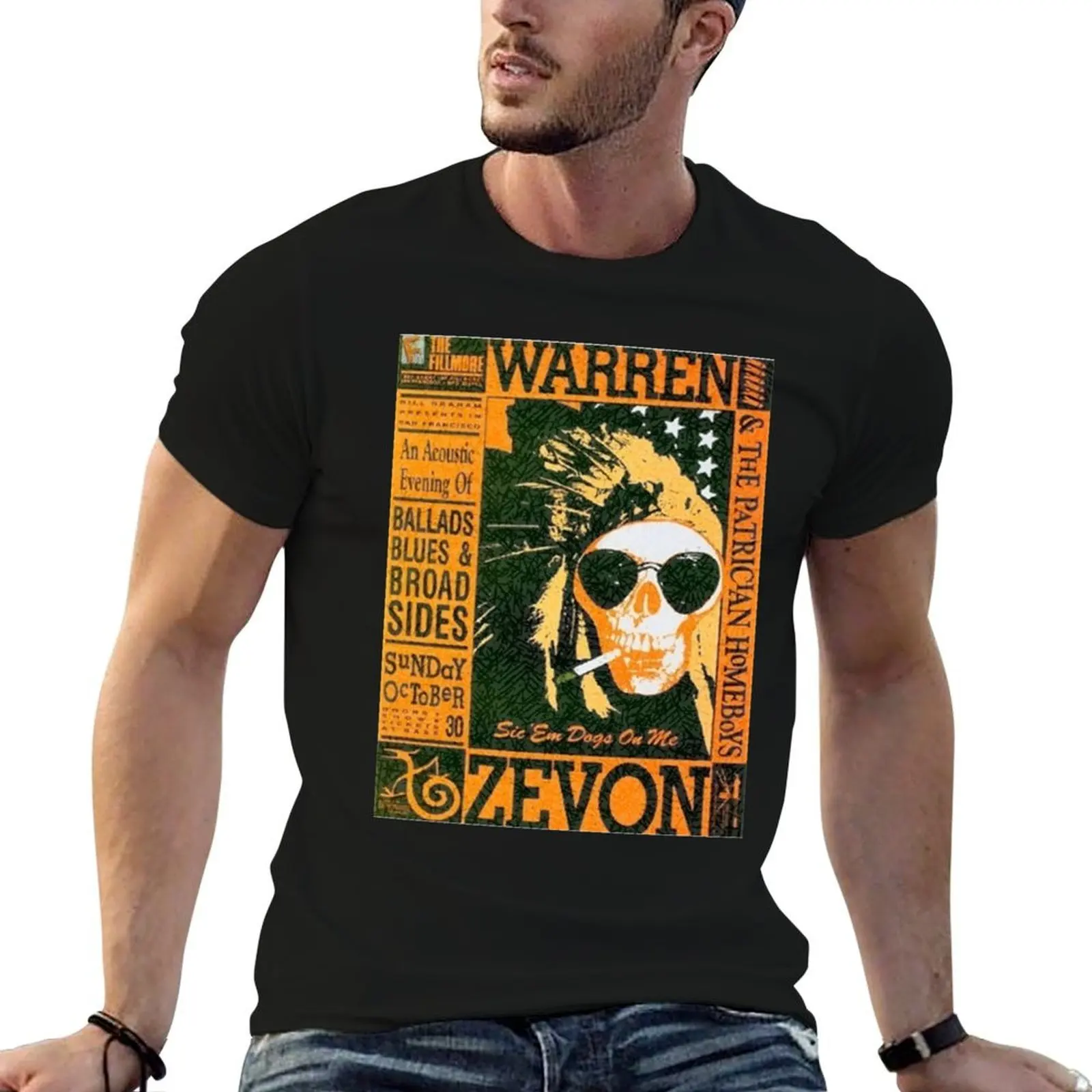 Warren Zevon Vintage Concert Poster: Ballads, Blues & Broadsides T-Shirt anime tshirt croswit shirt man plus size men clothing