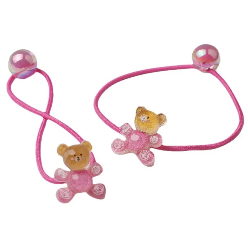 2PCS New Graffiti Bear Girls Lovely Kids Elastic Hair Bands Princess Hair Accessories Children Hair Ties Baby Headwear