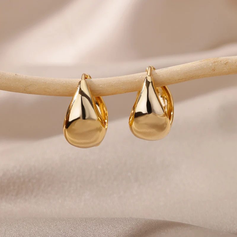 Chunky Flat Small Circle Hoop Earrings For Women Charm Sliver Color Stainless Steel Geometric Earrings Minimalistyczna biżuteria