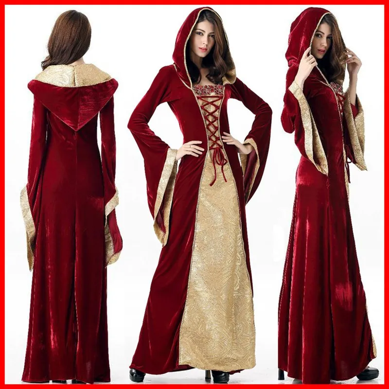 

Retro Court Costume Halloween Princess Gown Queen Long Dress Cosplay Performance Clothing Ethnic Stage Costume Women's Fashion