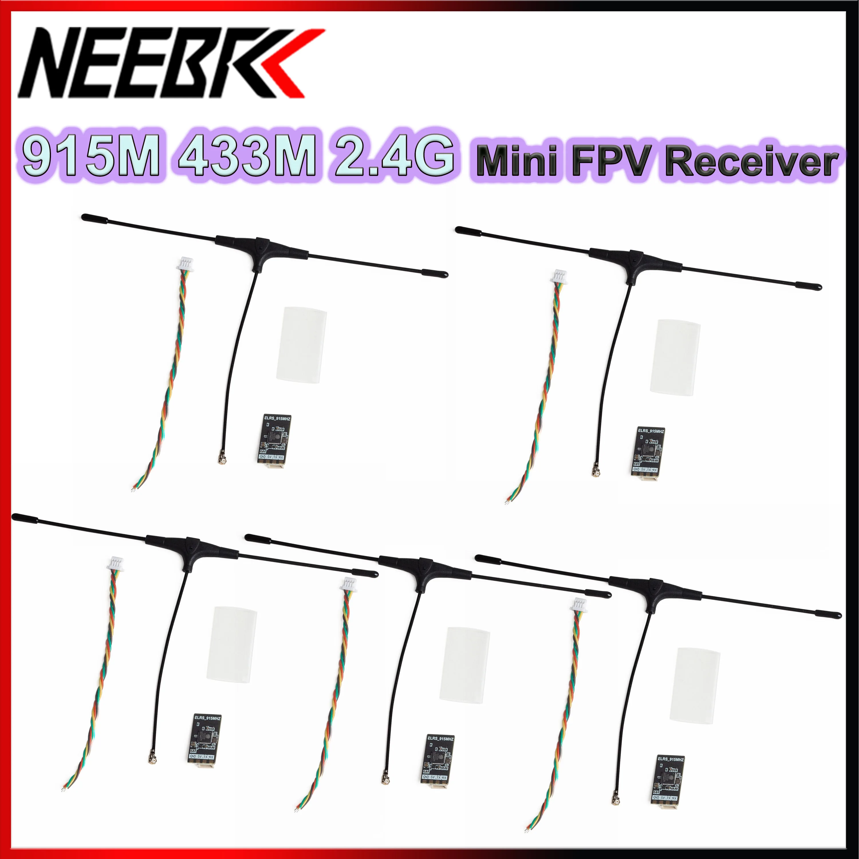 

5PCS NEEBRC ELRS 915MHz 2.4G 433MHz Long Range ExpressLRS Mini Receiver with T Type Antenna for FPV Long Range Drone Quadcopter