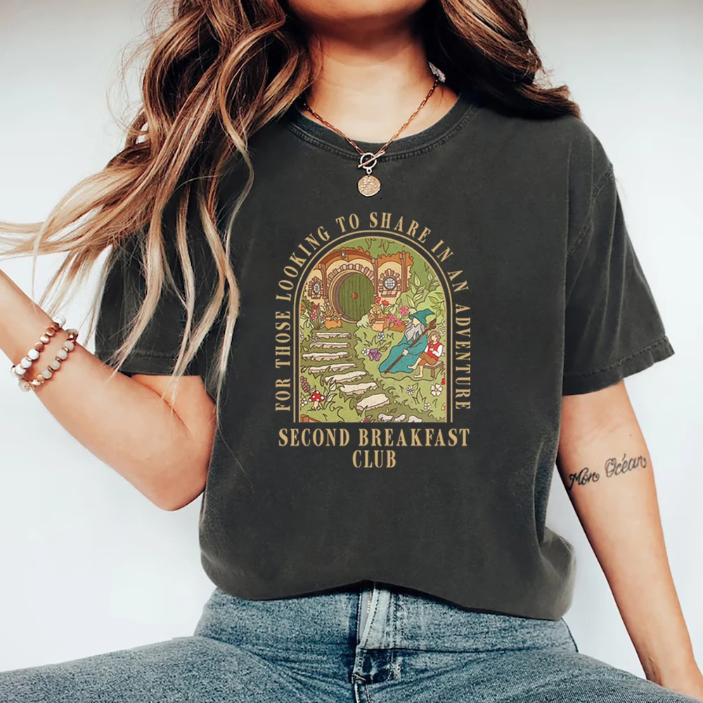 Second Breakfast Club T-Shirt Adventure Bookish T-shirt Fantasy Book Lover Top Unisex Short Sleeve Graphic T Shirt Bookish Merch