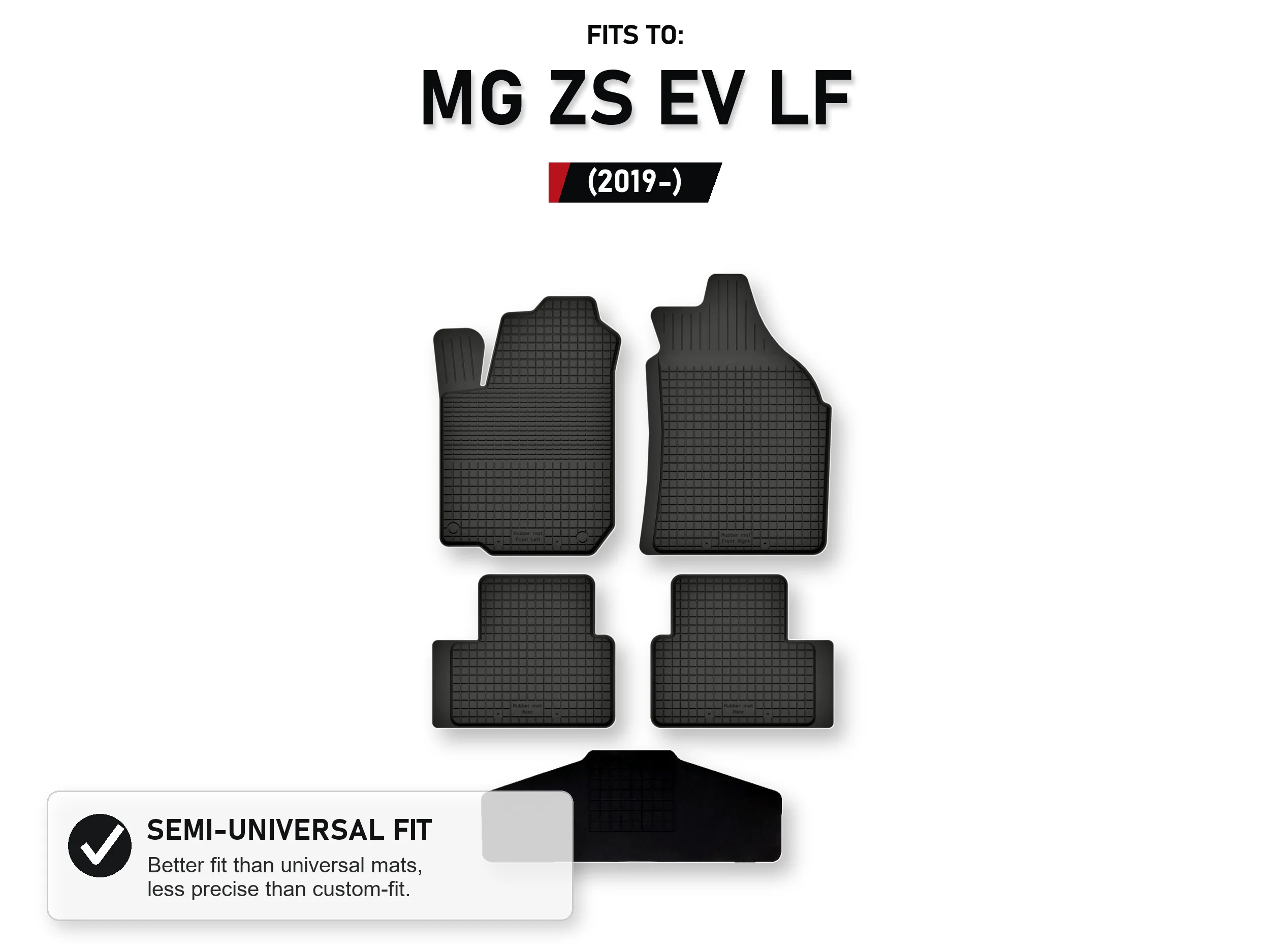 Rubberen matten, tray-type met tunnel voor: Mg Zs Ev Lf 2019- 5 stuks