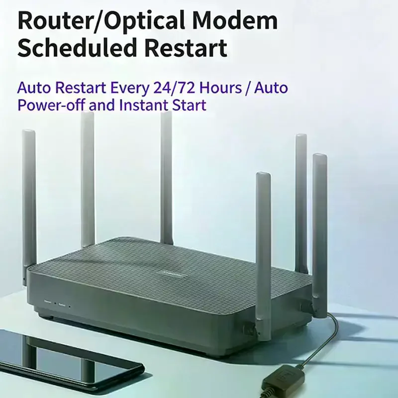 Automatic Router Modem Reboot Power Cord 24/72 Hours Auto Cycle Fast Reset for E-commerce Store Stable Network