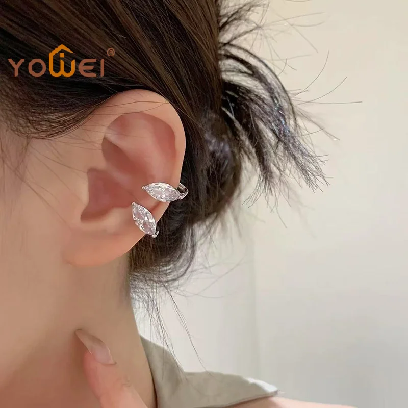 Latest Sparkling Zircon Ear Bone Clip For Women Without Piercing Tassel Ear Cuff Clip Earrings Wedding Jewelry