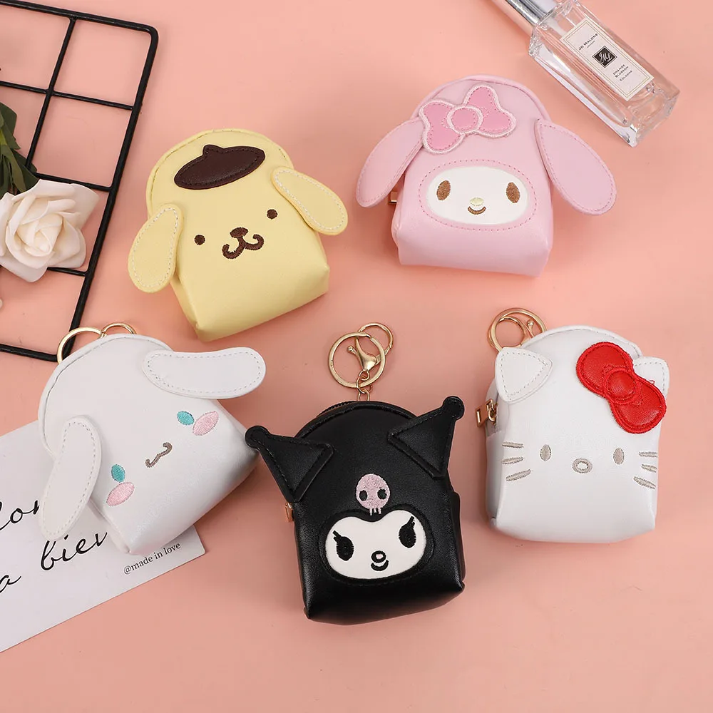 Kawaii Sanrio Coin Purse Keychain Hello Kitty Kuromi Cinnamoroll Cute 산리오 키링 Kids Toys Girl Bag Backpack Decor Christmas Gift