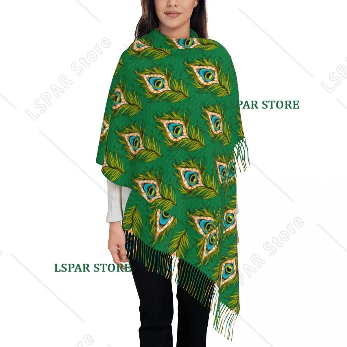 Custom Print African Peacock Pattern Scarf Women Men Winter Warm Scarves Ankara Style Shawls Wraps