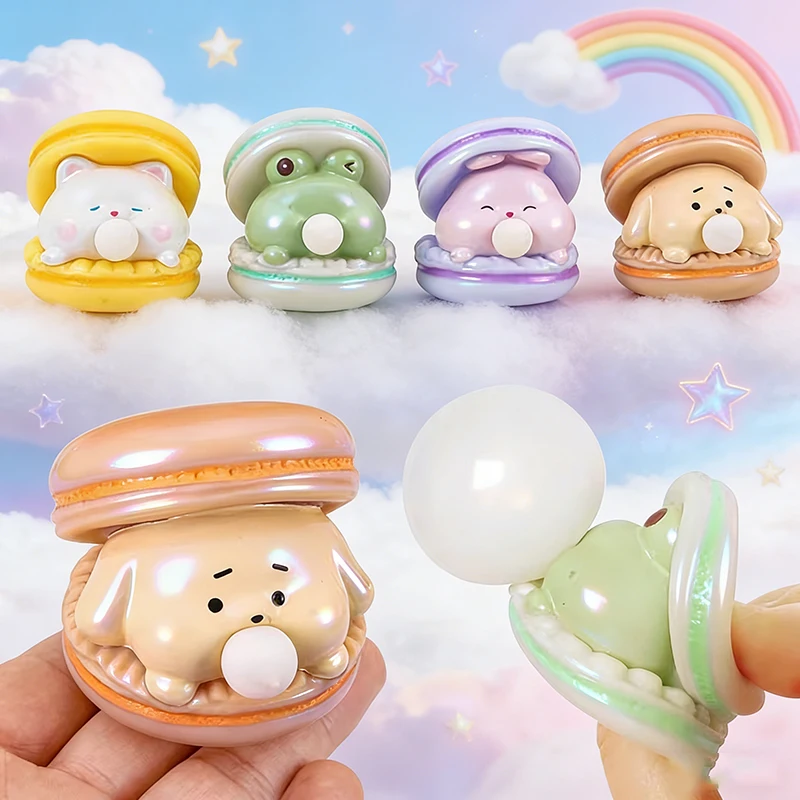 2027 Cute Animal Spit Bubble Burger Stress Relief Pinch Children's Toy Anti-stress Relief Squishy Toy Funny Vent Squeeze Toy***
