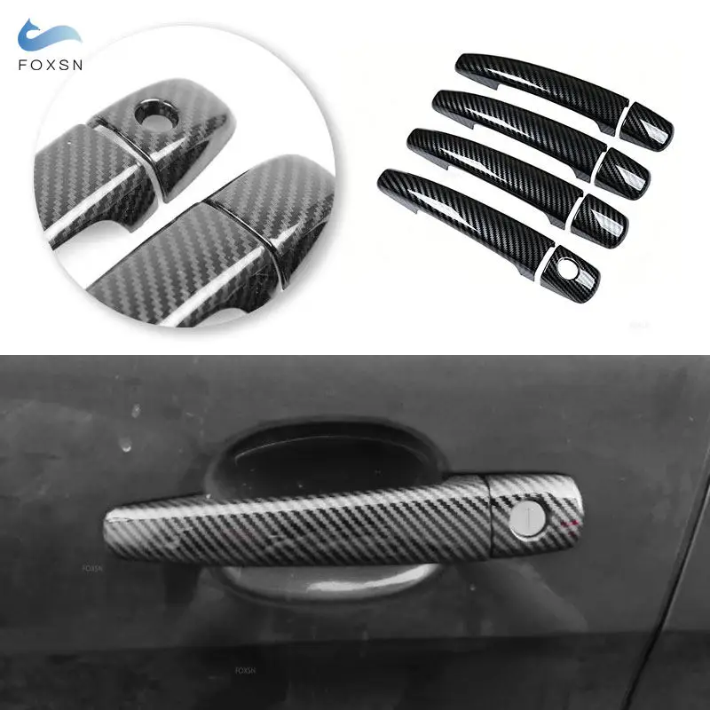 ABS Styling Silver/Carbon Texture Car Exterior Door Handle Cover Trim For Peugeot 308 SW CC RCZ 2007 2008 2009 2010 2011 -2013