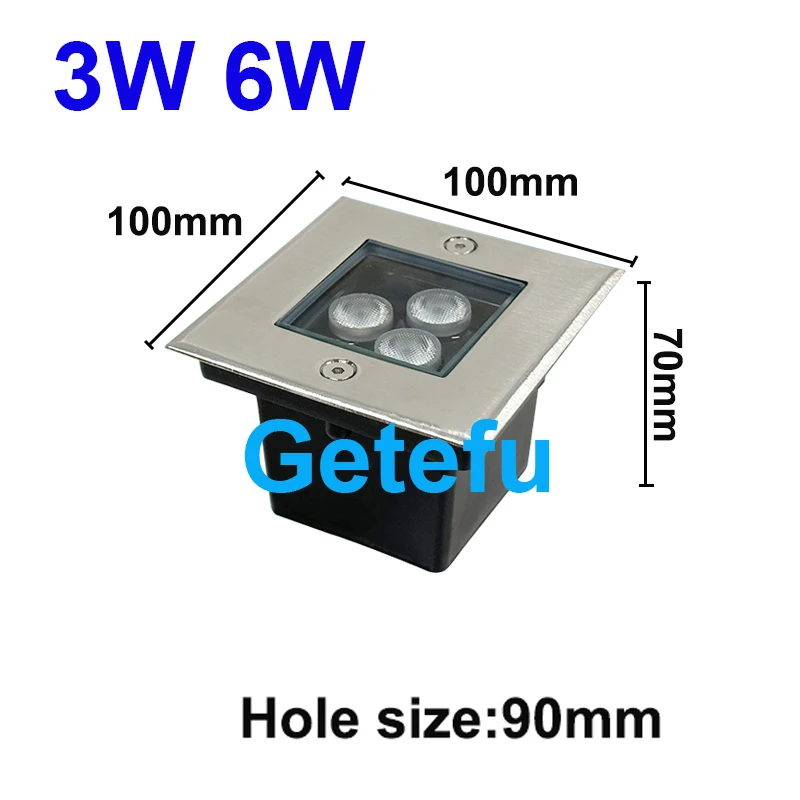 Quadratische LED-Bodenleuchten, 6 W, 9 W, 12 W, 18 W, Gartentreppe, Spot-Terrassende, unterirdische Lampen, Außenterrasbeleuchtung, LED-Untergrund – Detail 5