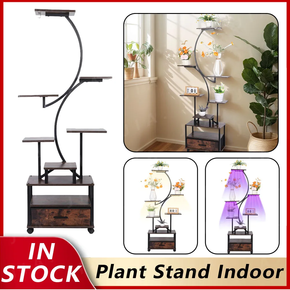 

9 Tier Metal Plant Stand, Creative Ladder Plant Stands for Indoor Plants Multiple with Grow Lights Indoor Plant Shelf Rack