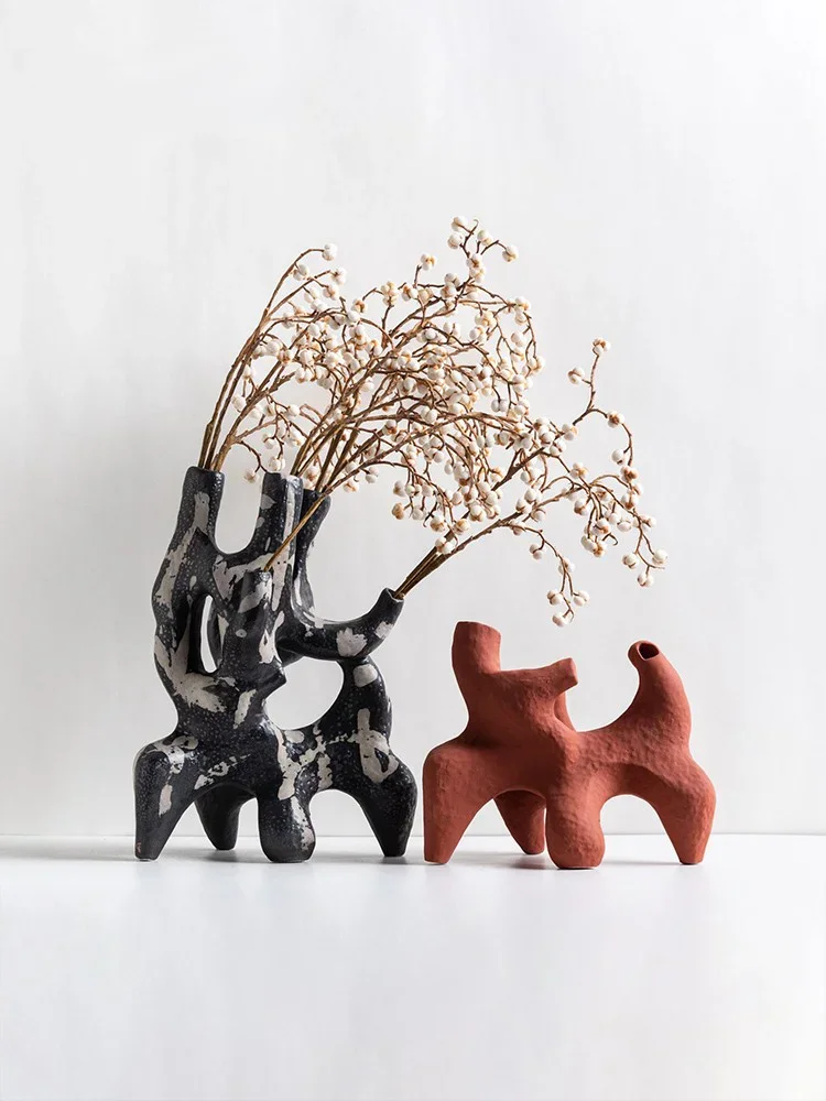 Lingering ceramic flower ornaments high-end model room living room desktop tea house villa bed and breakfast