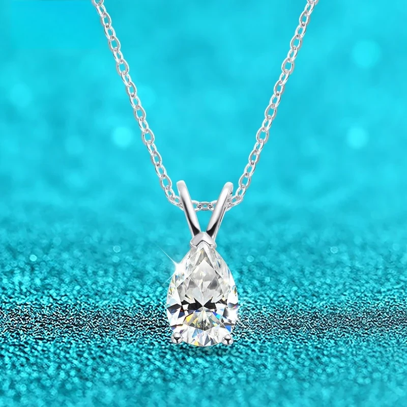 

18k Plated Pear Cut 1.5CT Moissanite Diamond Necklace for Women 6*9mm Pendant 100% 925 Sterling Silver Jewelry Wholesale