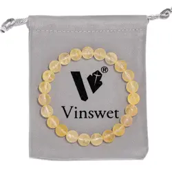 Citrine Stone Bead Bracelets With Velvet Bag Handmade 8MM Natural Hematite Sodalite Agates Gem Bangle High Quality Jewelry Gift