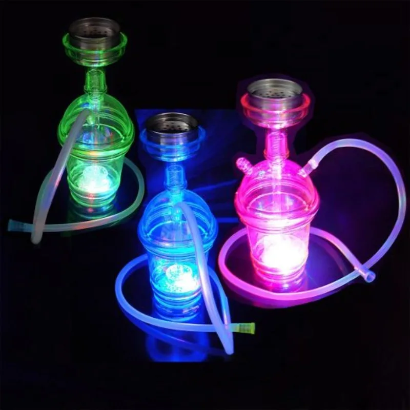 Acrylic LED Water Pipes Smoking Grass Hookah Set Tobacco Bowl Narguile Complete Smoking Accessories Portable Hookah in The Car