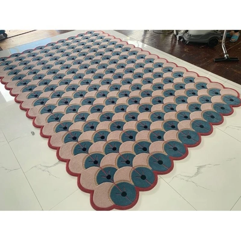 Irregular heavy industry lake blue handmade acrylic wool carpet living room bedroom model room