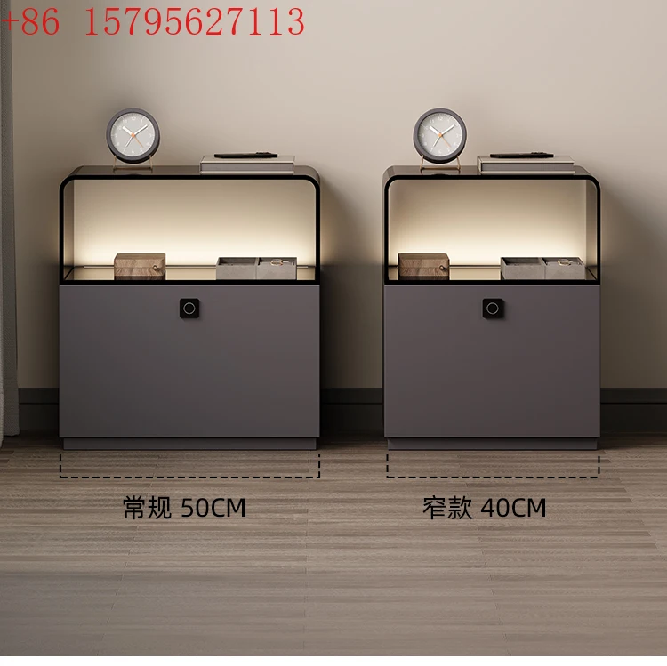 

Итальянский минималистичный умный прикроватный столик с замком по отпечатку пальца, прикроватная тумбочка, роскошный высококачественный небольшой шкафчик