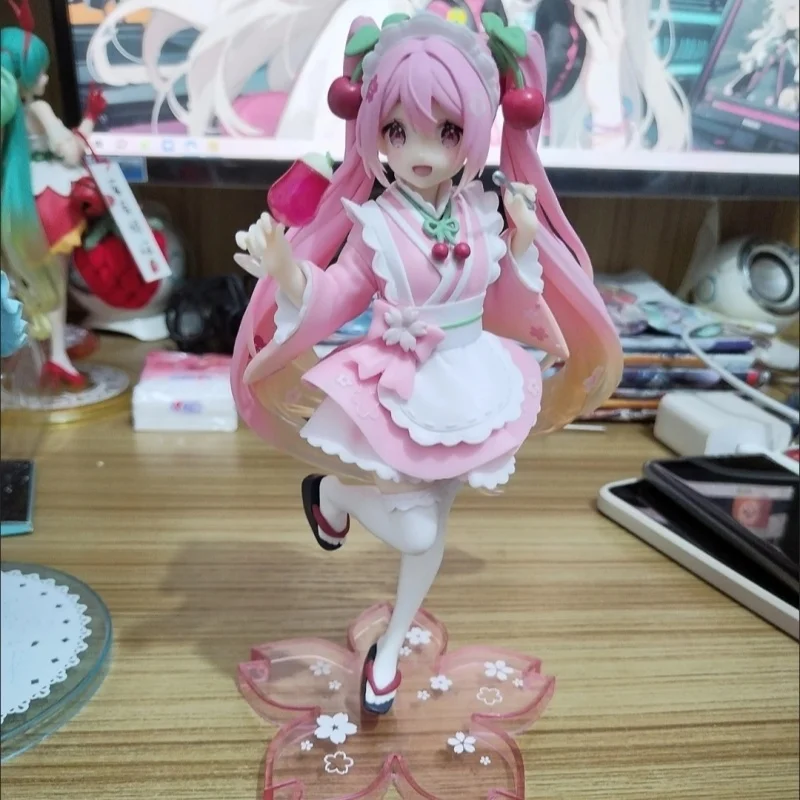 Original Taito Hatsune Miku Sakura Wafuu Kissa Ver. Maid Coreful Figure 18cm Anime Figurine Model Collectible Toys Kawaii Gifts