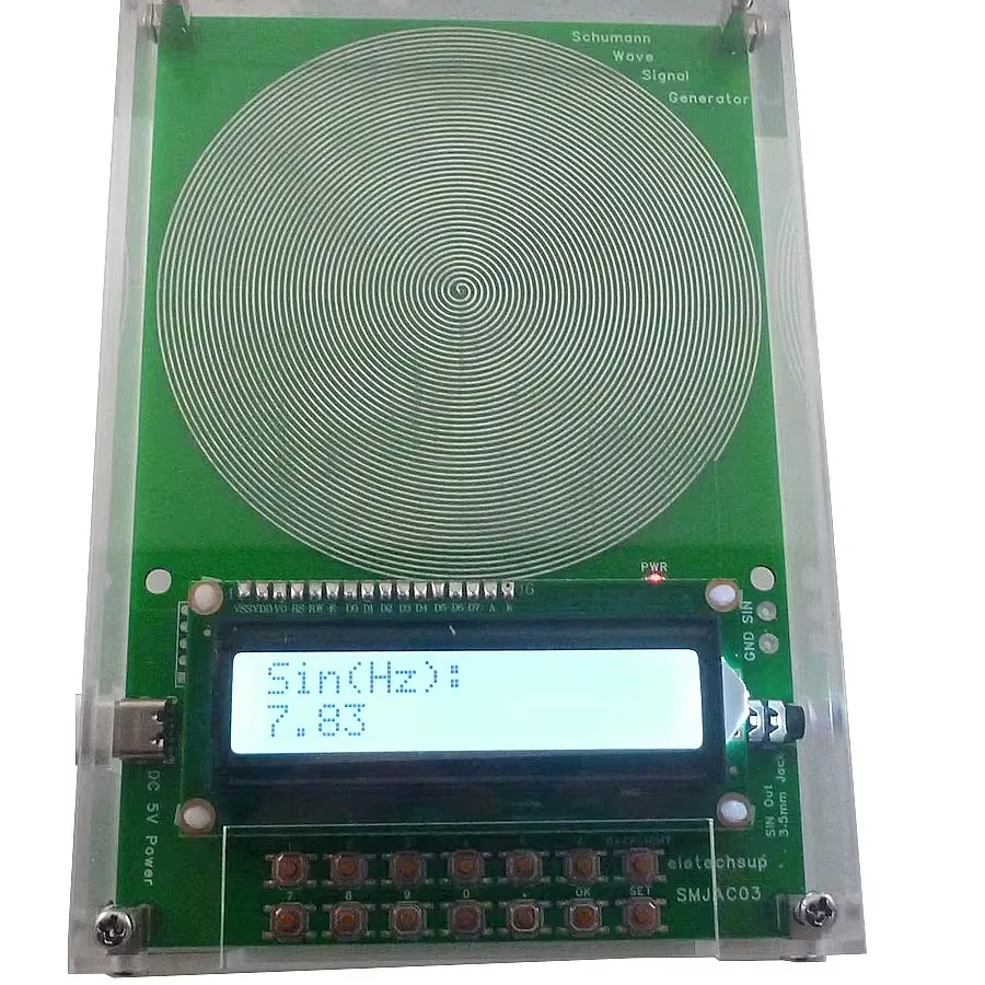 SMJAC03 Schumann Resonance Sine Wave Generator 7.83Hz 0.01Hz-100KHz Acrylic Shell 3.5mm Audio Output