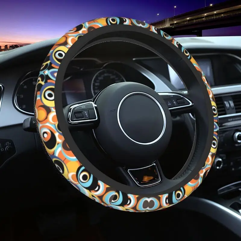 

Hippie Flower Power Design Steering Wheel Covers 15 inch Women Hippy Bohemian Soft Steering Wheel Protector Fit for Sedan Car