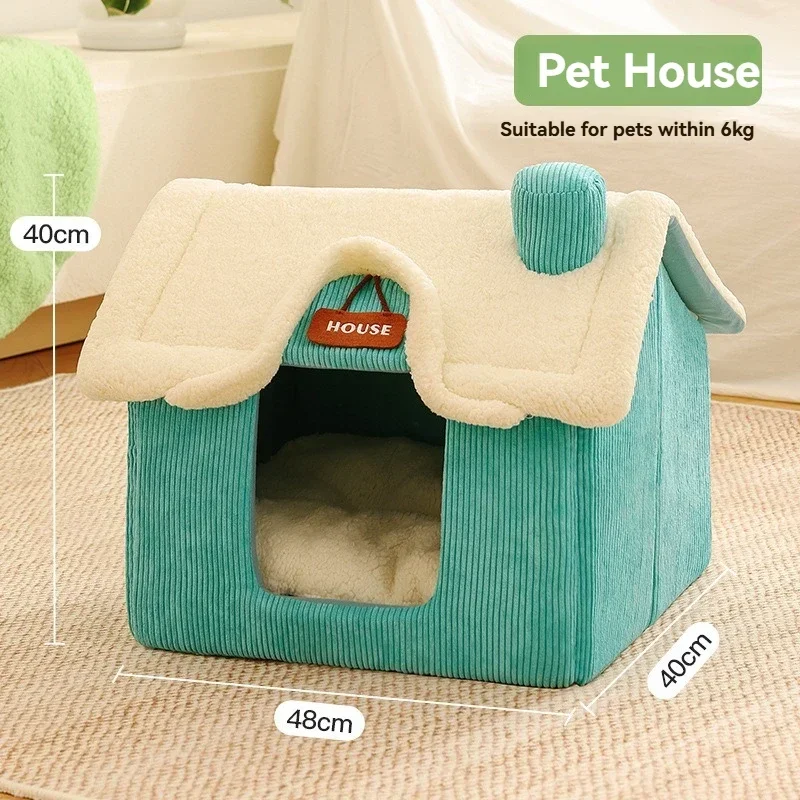 Pet Cottage Dog Bed, Small to Medium Dog House, Cat and Dog Warm Winter Kennel Accessory