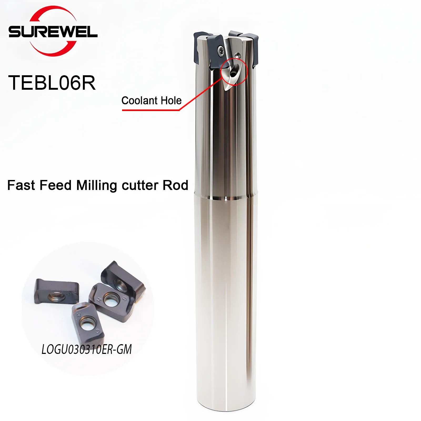 

SUREWEL TEBL06 Finishing Arbor Fast Feed Milling Holder cutter Rod Arbor with Internal Coolant Channel Inserts BLMP0603R