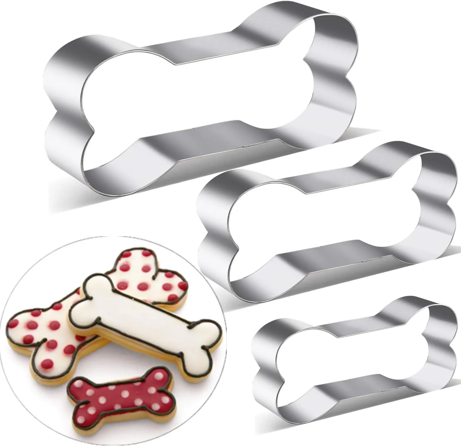 3 PCS / Set Easter Stainless Steel Biscuit Mold Dog Bone Baking Mold Cake Cutting Mold Household Baking Tools, Cookie Cutter