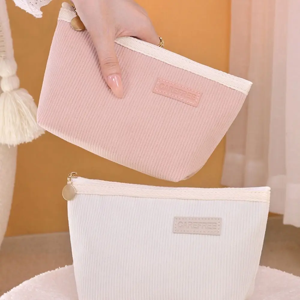 Small Item Bag Corduroy Cosmetic Bag Korean Style Jewelry Storage Bag Small Makeup Bag Lager Capacity Zipper Coin Purse Men