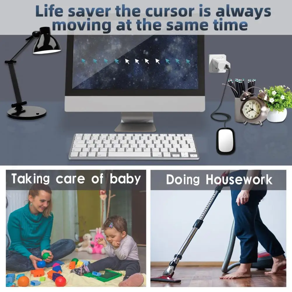 Virtual Mouse Controller  Concise Anti-dormancy Long Standby Time  Undetectable Mini Mouse Vibrator PC Accessory