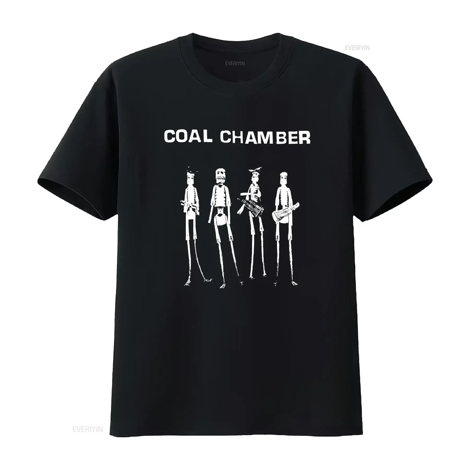 Men'S Coal Chamber T Shirt with Skeletal Hands Text Heavy Metal Inspired Casual Everyday Concert Wear for Industrial Fans