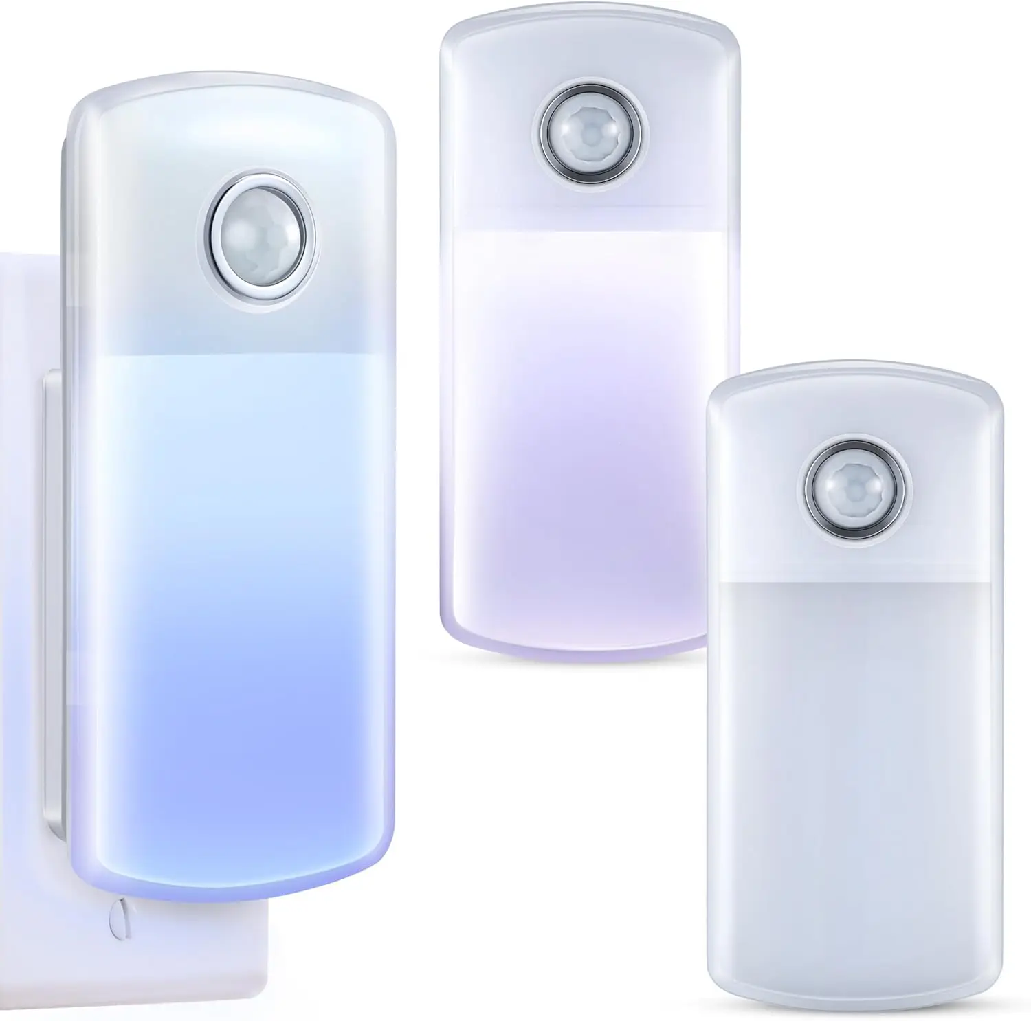 

Перезаряжаемый светодиодный ночник 5-в-1 с датчиком движения, складной штекер для спален и коридоров (3 шт.)