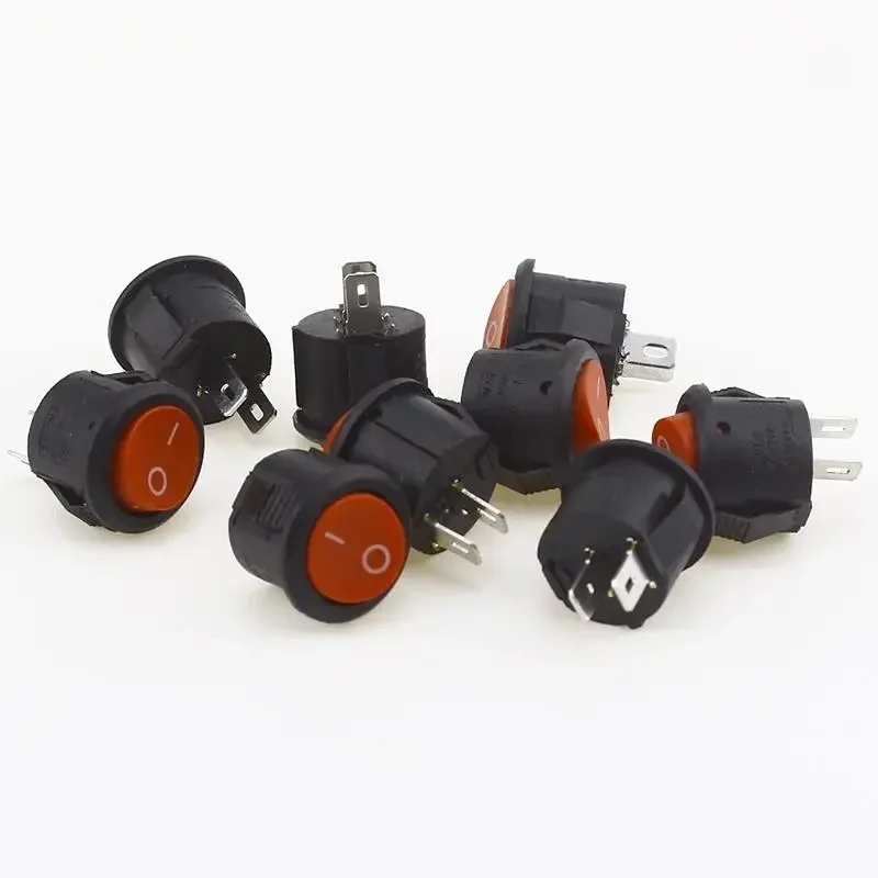 10pcs 16mm Diameter Small Round Boat Rocker Switches Black Mini White Red 2 Pin ON-OFF Switch