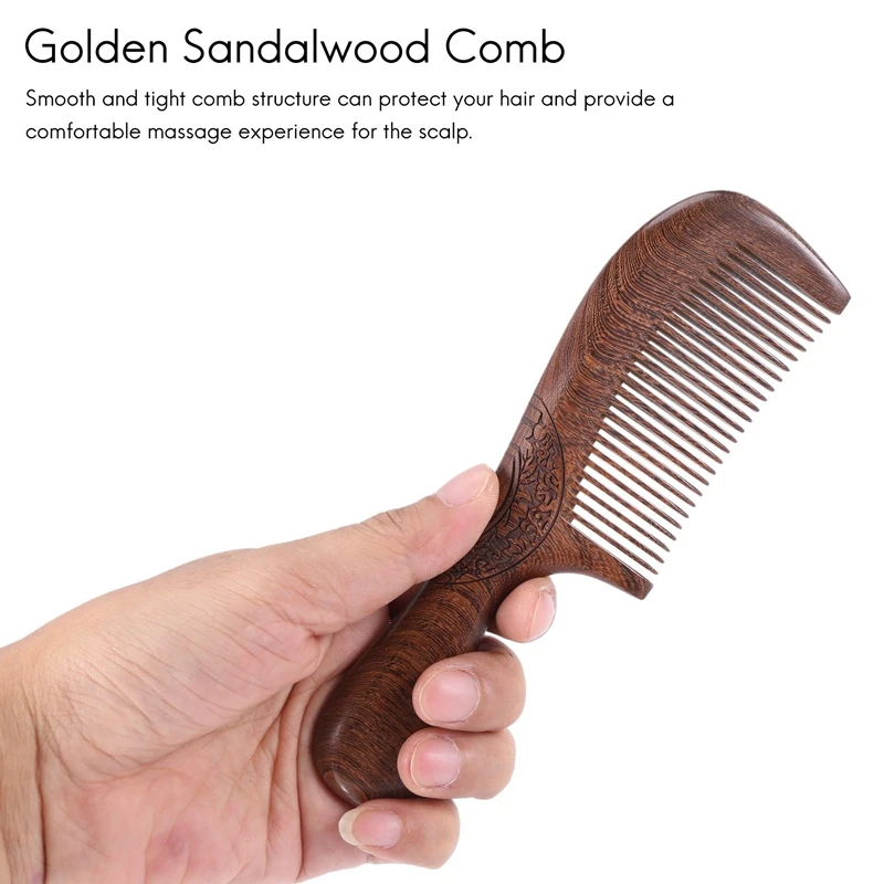 Unisex Sandalwood Comb Women Men Home Travel Wood Anti-Static Fine-Tooth Comb Wooden Handles Hair Comb