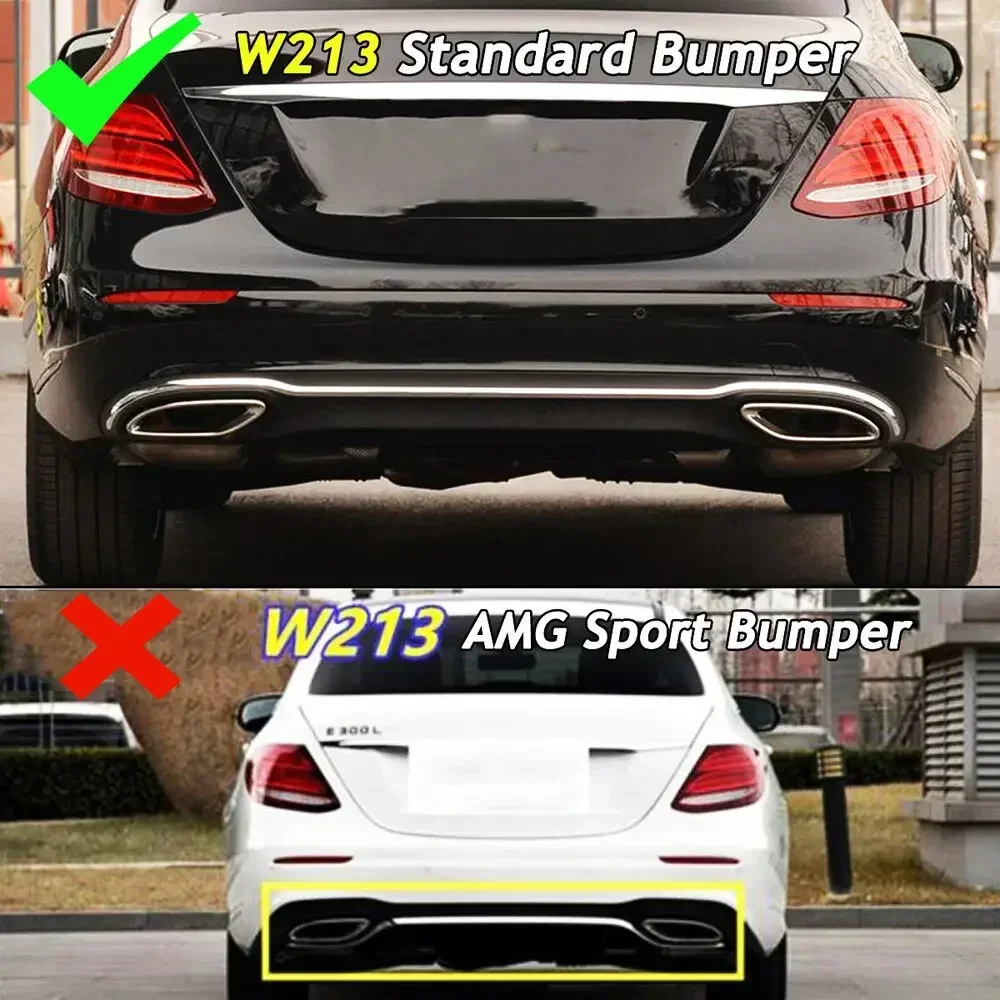 Rear Bumper Diffuser Lip for 2017-2020 Mercedes Benz W213 E200 E300 E250 Standard E63 Style with Tailpipes Exhaust Bodykit - view 3