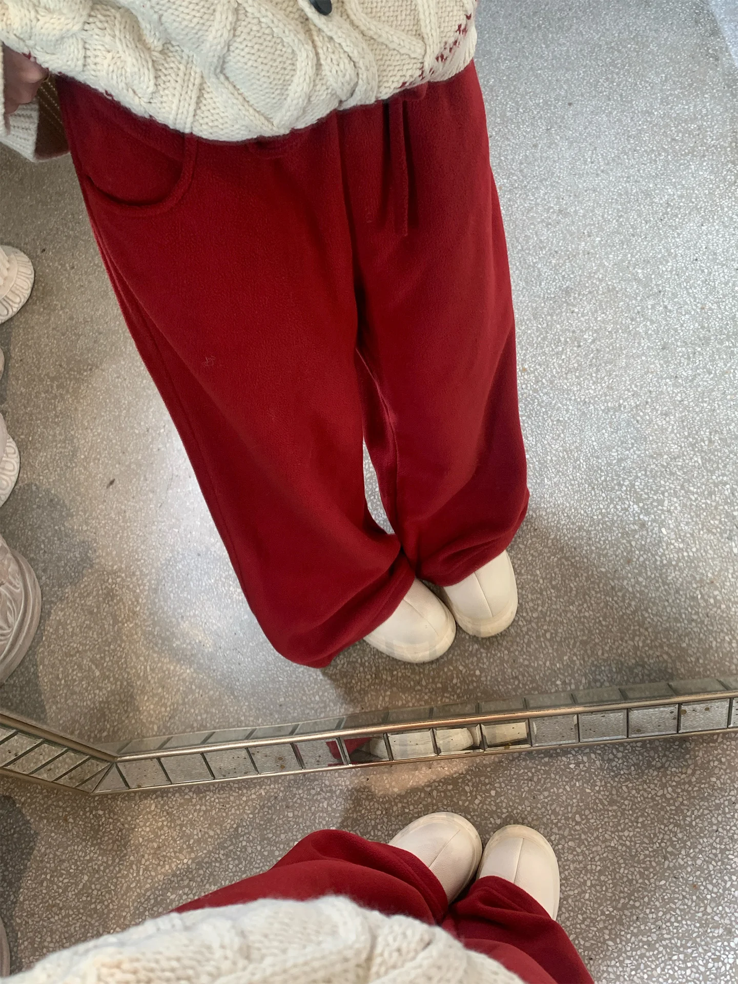 

Широкие повседневные брюки CCc Cherry Milk с завязками и манжетами, универсальные прямые брюки для женщин, осень-зима, новинка...