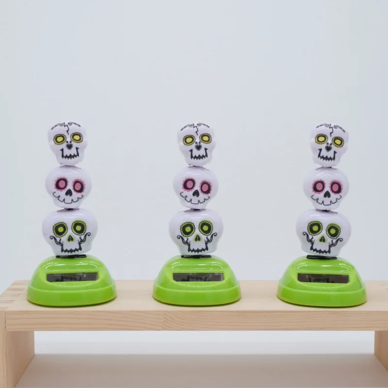 Engraçado simulação de halloween crânio cabeça fantasma brinquedos solares novidade criativa balançando dança desktop carro ornamento decorativo presente