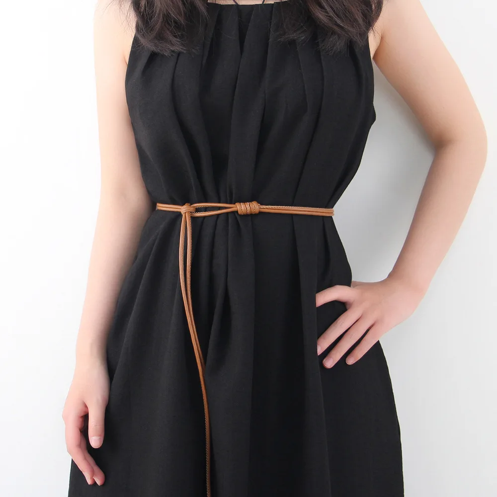 New Simple Soft Leather Rope Knot Belt Women's Skirt Summer Versatile Dress Belt Accessories Gift Wholesale
