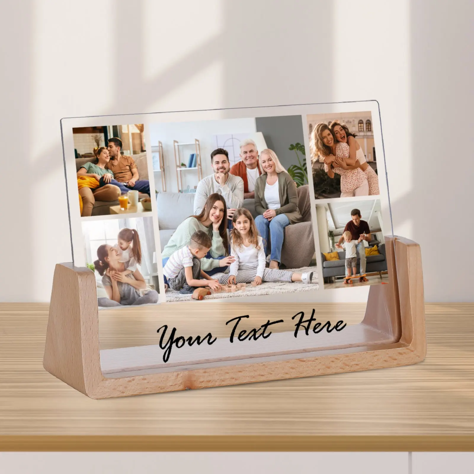 Custom Multi Photo Collage Frame with Print Your Text Personalized Home Decoration Picture Frames Unique Gift for Family Couple