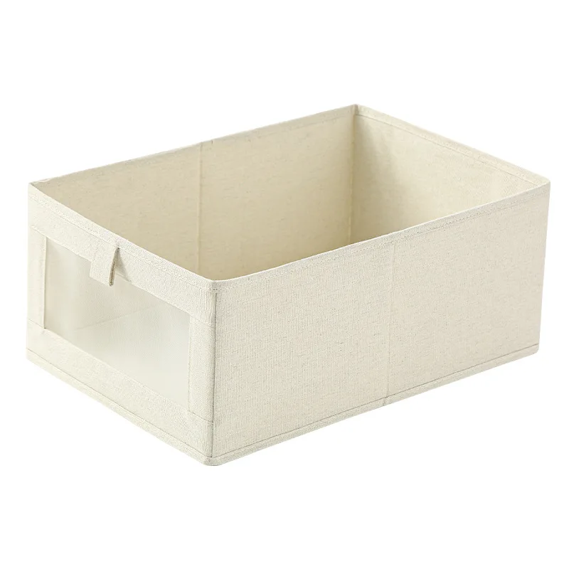 10Pc Windowable Cotton Linen Storage Box Folding Wardrobe Drawer Storage Box Clothes Storage Box Without Lid Trouser Storage Box