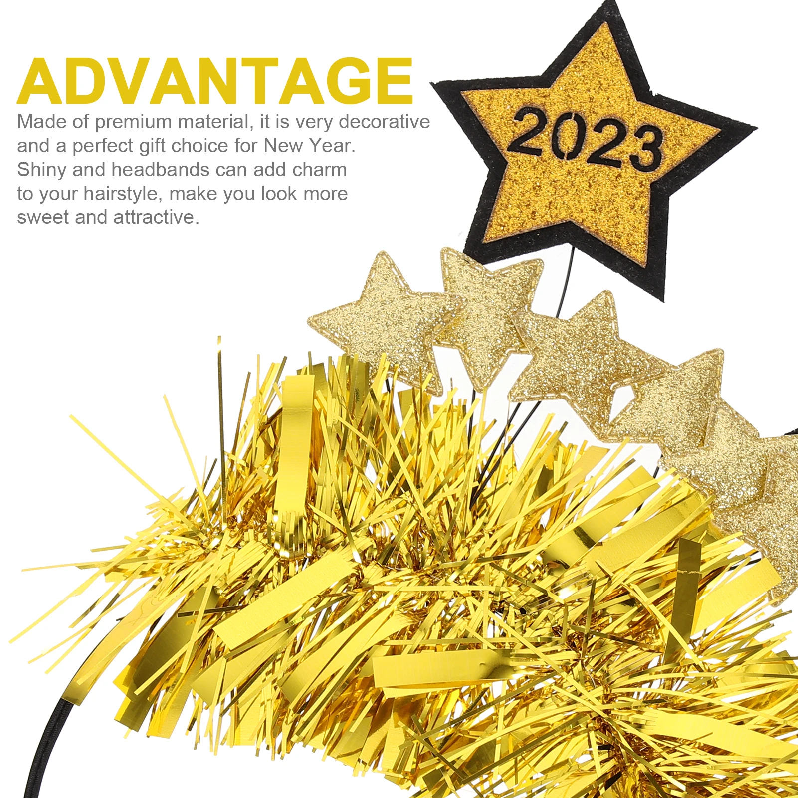

New Year Hair Hoops Sequin Hair Headgear 2023 Felt Cloth Party Headdress Star Hairb Festive Accessories Gift