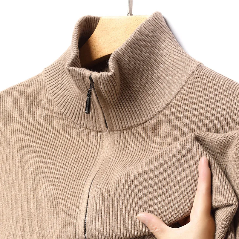 2026 Autumn Winter Men's Jacket Zipper Stand Collar Cardigan Sweater Fashion Outerwear