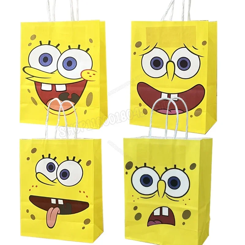 SpongeBob SquarePants Party Decoration Supplies Vellum Gift Bag Portable Paper Box for Cake Candy Cookies Baby Shower Favors