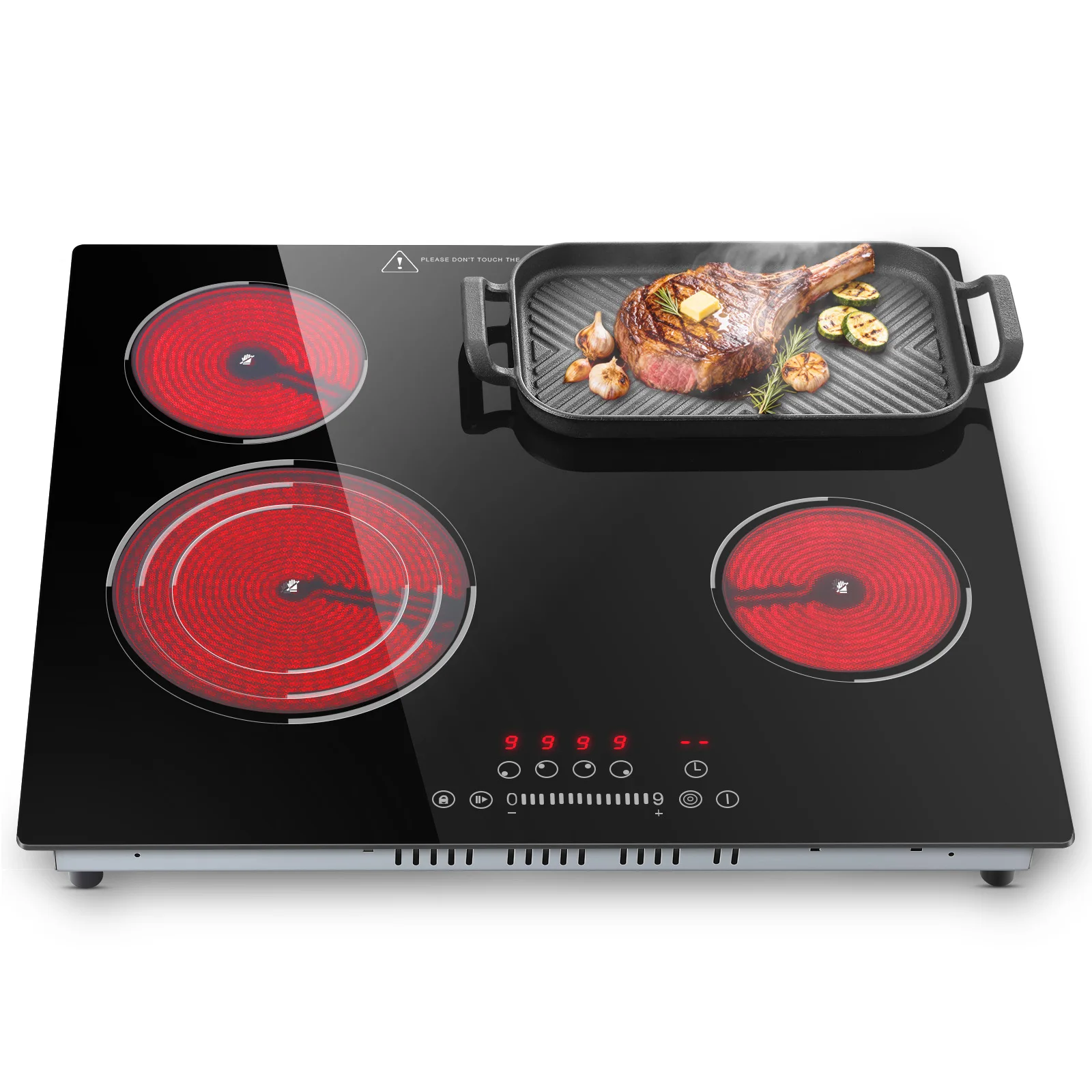 TopStrong Kitchen Appliance Store 6700W Keramikkochfeld 60cm, mit ovaler und dreifacher Ringzone, 9-stufiger Touch-Steuerung, 1-99 Min Timer, Kindersi