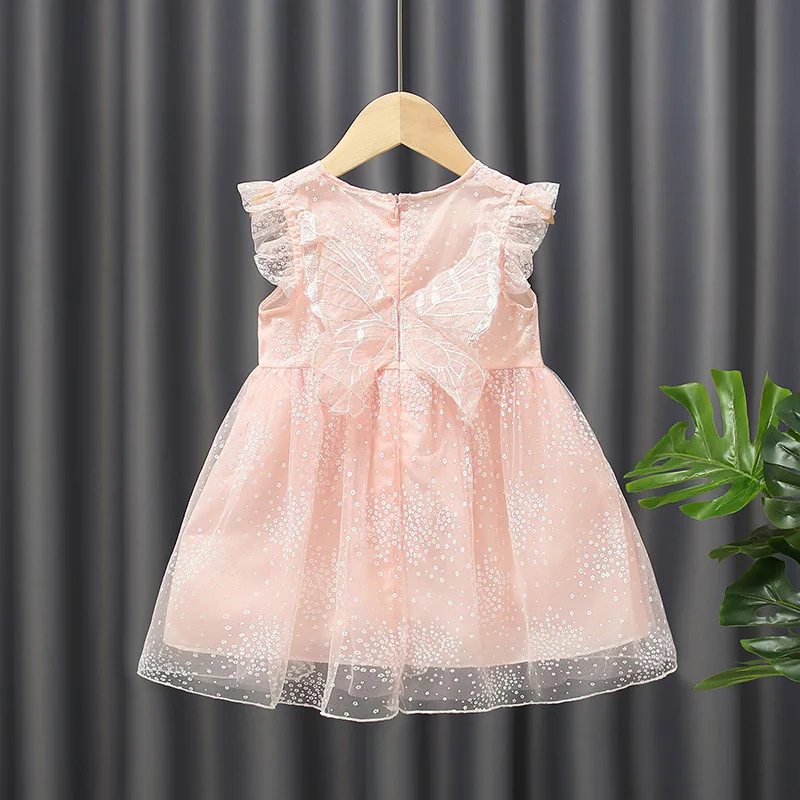 Birthday Party 1-7 Years Kids Clothes Baby Girls Dress Butterfly Wing Embroidered Flower Dresses For Girls Little Princess Dress